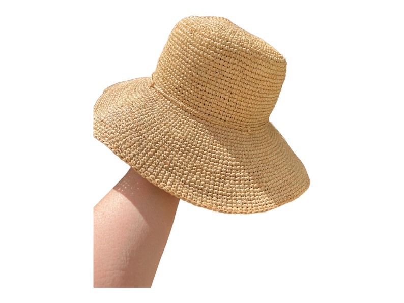 Floppy Hat, Crochet Raffia Hat, Straw Floppy Hat, Holiday Hat, Floppy Beach Hat, Sun Hat image 6