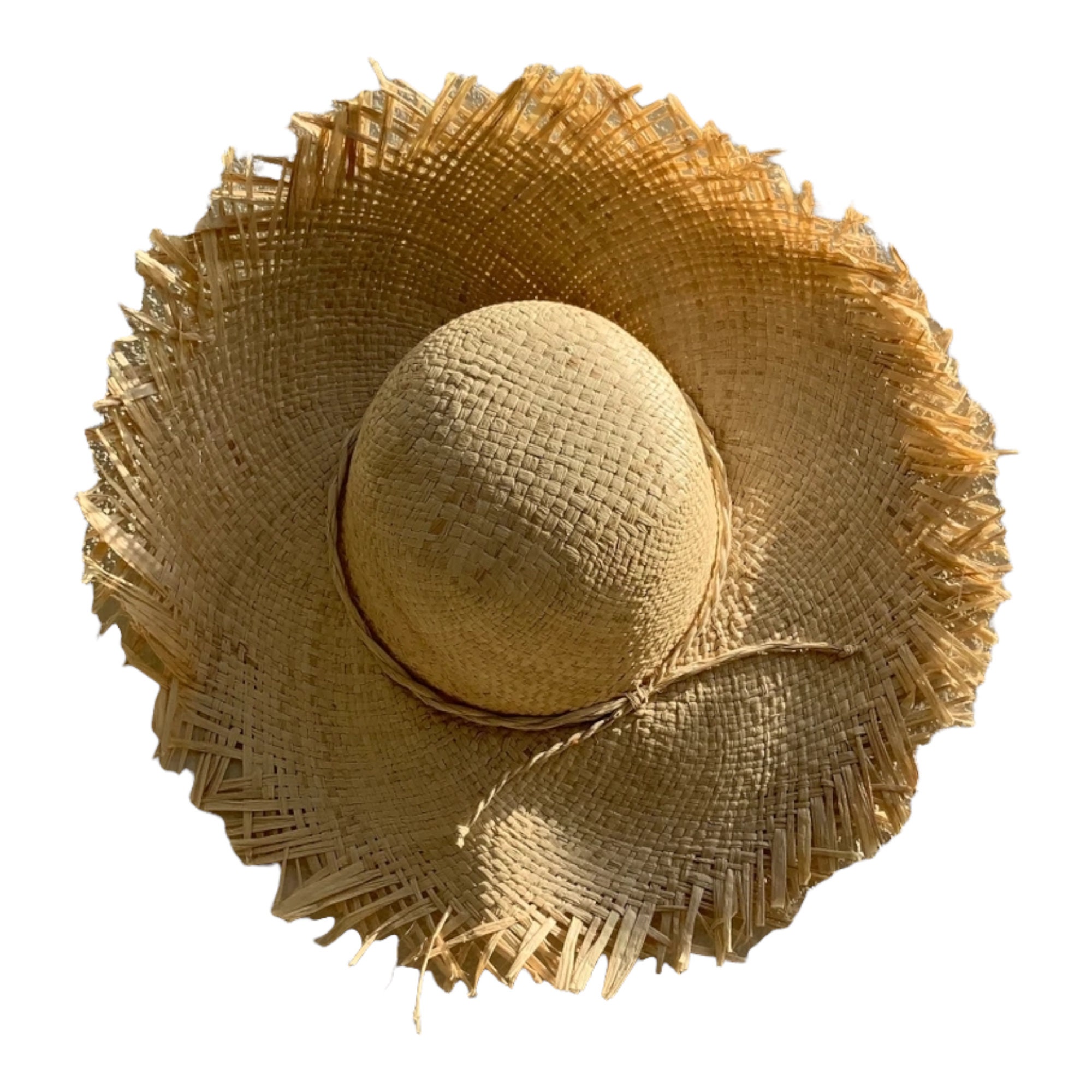 Natural Raffia Sun Hat With Fringe 