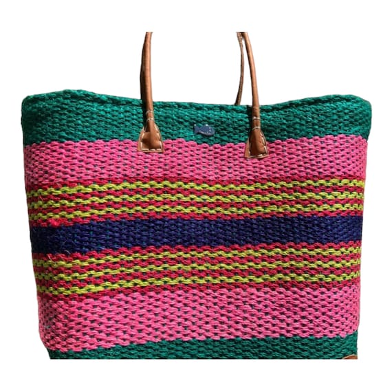 YQBUER Round Handle Straw Bag Handmade Woven Handbag Vacation Beach Bag  Large Capacity Tote Bag Travel Lady Straw (Color : A)