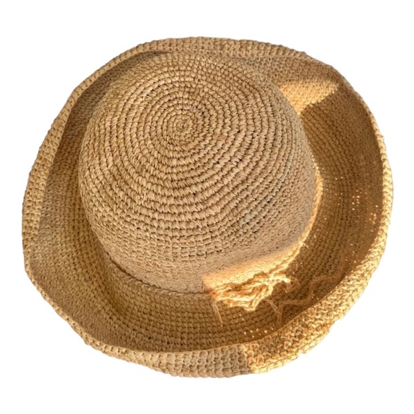 Natural crochet straw hat, raffia hat, straw hat, Chapeau, sun hat, crochet French style hat, French market hat