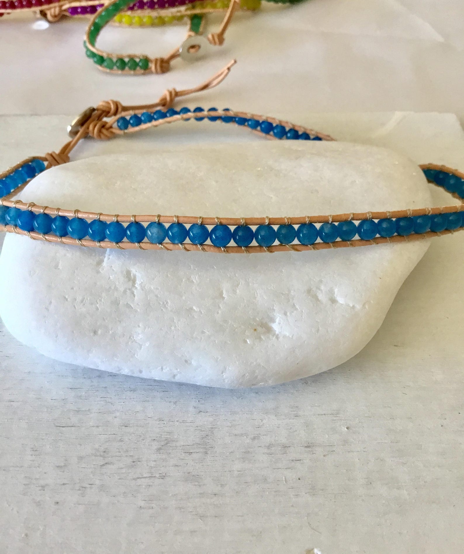 Leather Wrap Bracelet Double Wrap Bracelets Beaded Double Etsy