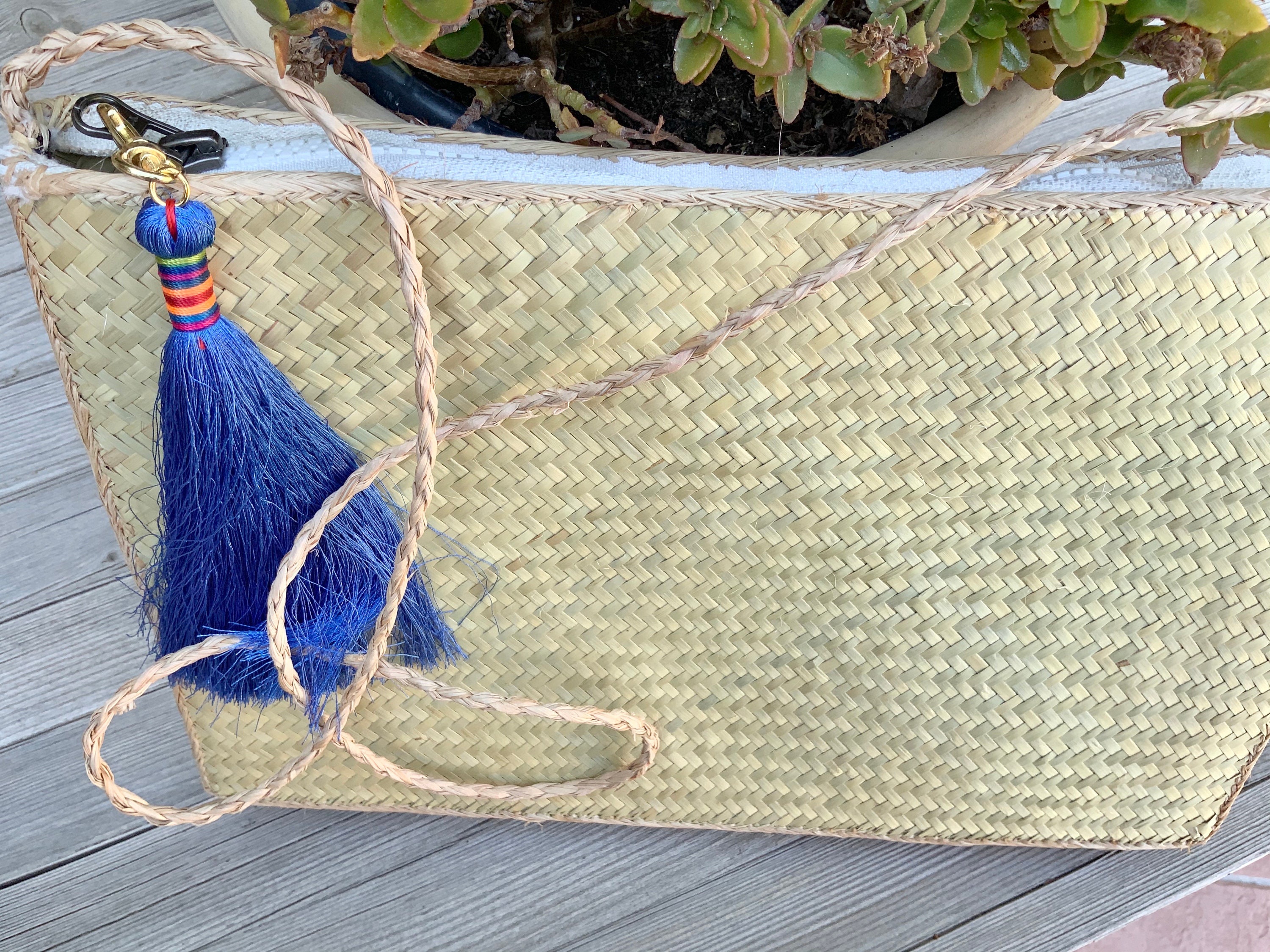 Straw zip pouch with long handle iPad bag straw clutch bag Etsy