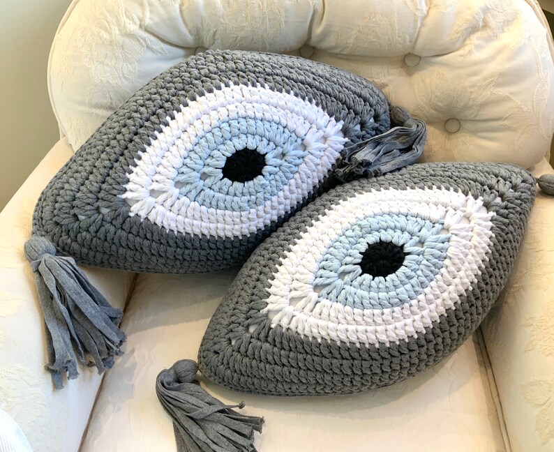 Crochet Evil Eye Cushion Eye Pillow Decorative Pillows Etsy