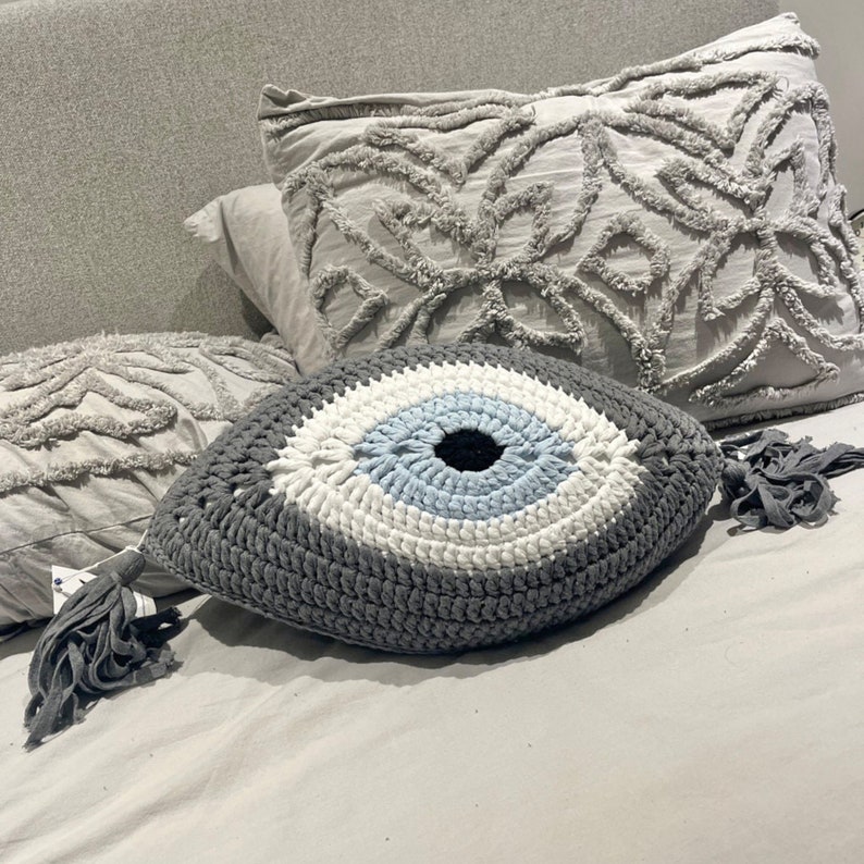 Crochet Evil Eye Cushion Eye Pillow Decorative Pillows Etsy
