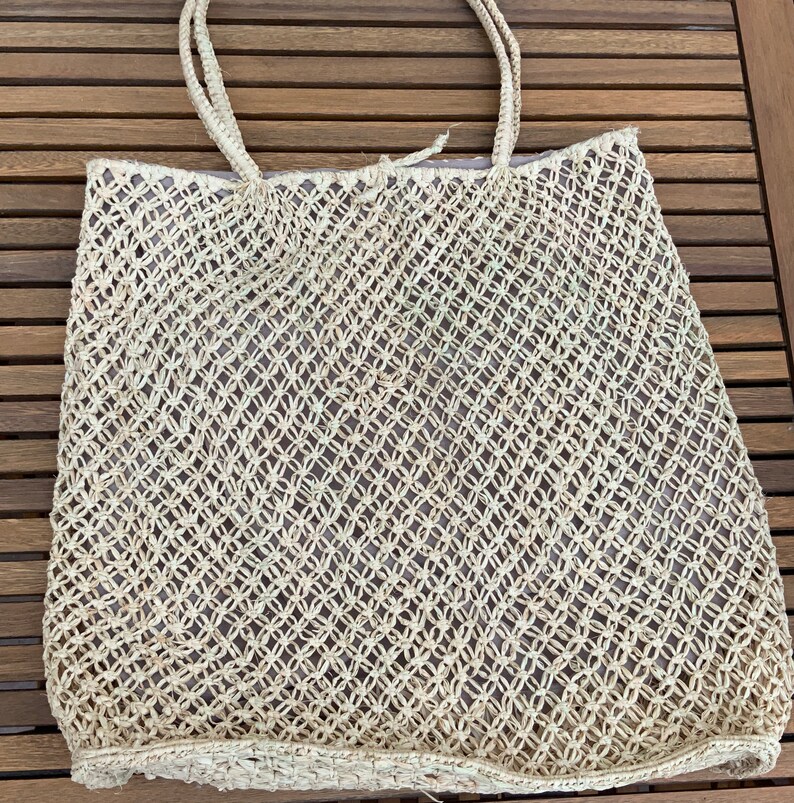 Straw Market Tote With Long Handles French Market Bag Woven Etsy