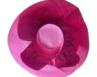 Pink Straw Hat, Straw Sun Hat, Women’s hat with flexible brim, Wide Brim Straw Hat