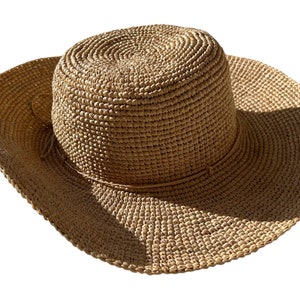 Floppy Hat, Crochet Raffia Hat, Straw Floppy Hat, Holiday Hat, Floppy Beach Hat, Sun Hat image 9