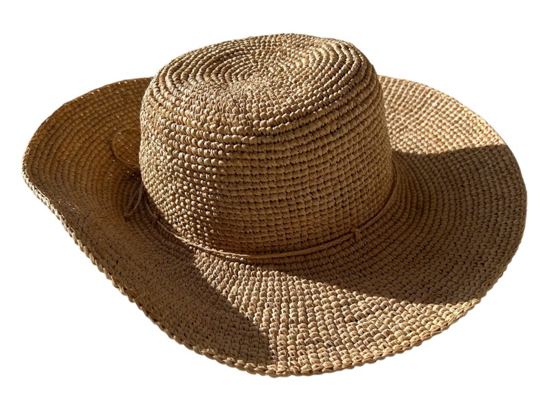 Floppy Hat, Crochet Raffia Hat, Straw Floppy Hat, Holiday Hat, Floppy Beach Hat, Sun Hat image 9