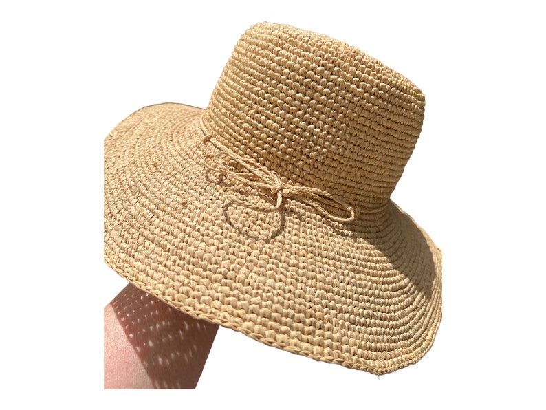 Floppy Hat, Crochet Raffia Hat, Straw Floppy Hat, Holiday Hat, Floppy Beach Hat, Sun Hat image 10