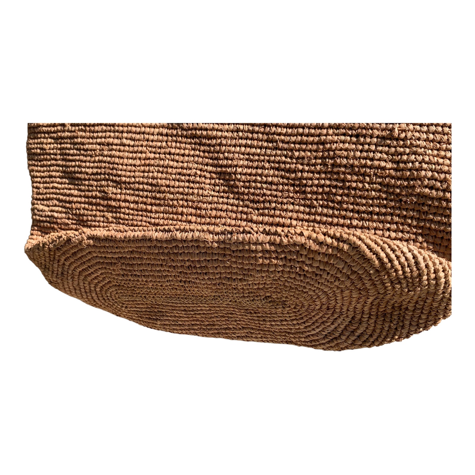 Dark Beige Crochet Straw Bag With Zip and Leather Straps Etsy