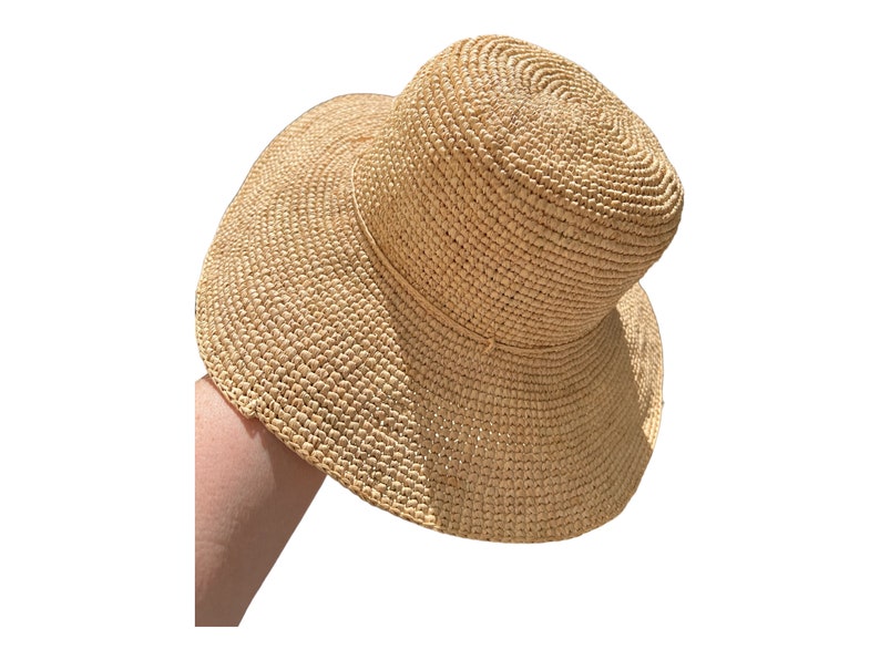 Floppy Hat, Crochet Raffia Hat, Straw Floppy Hat, Holiday Hat, Floppy Beach Hat, Sun Hat image 2