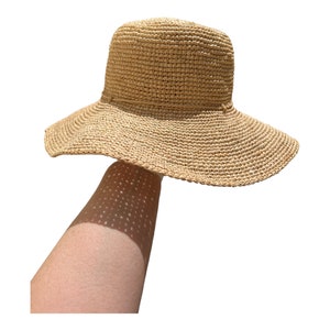 Floppy Hat, Crochet Raffia Hat, Straw Floppy Hat, Holiday Hat, Floppy Beach Hat, Sun Hat image 5