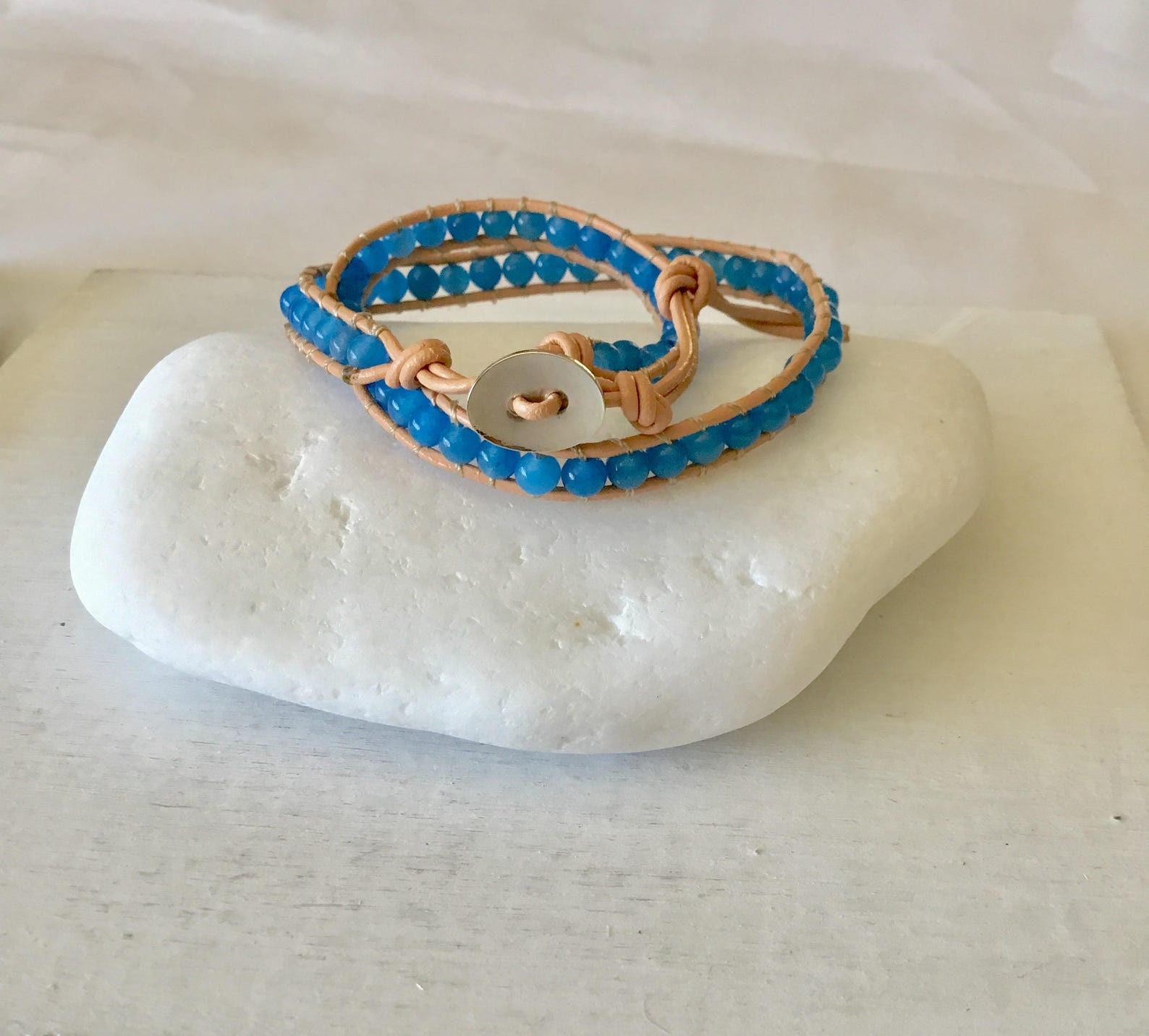 Leather Wrap Bracelet Double Wrap Bracelets Beaded Double Etsy