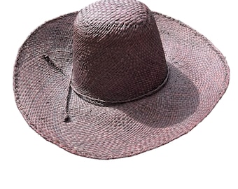 Women's purple medium brim sunhat, aubergine straw hat, purple sun hat with medium brim