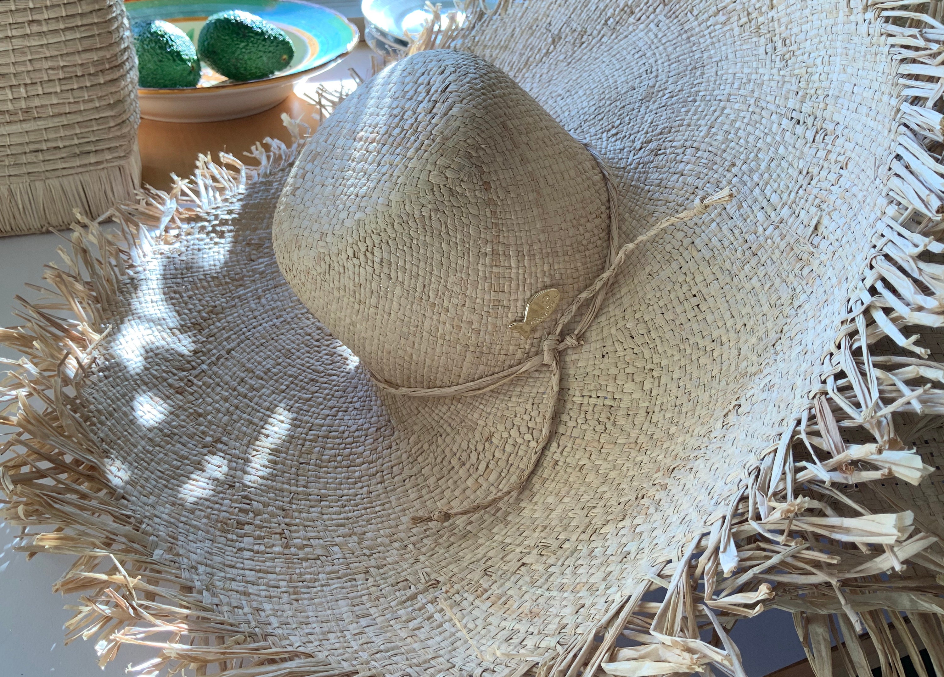 Fringe Ladies Wide Brim Straw Hat 