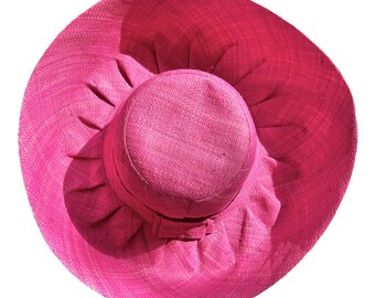 Pink Straw Hat, Women’s Sun Hat With Medium Brim, Flexible Straw For Up or Down Styling, French Market Hat, Mimosa Hat