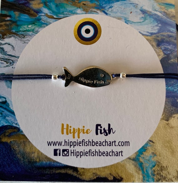 Hippie Fish Charm Bracelet Sterling Silver 925 Charm Bracelet Fish Jewelry Fish Charm Bracelet Nautical Jewelry Etsy Canada