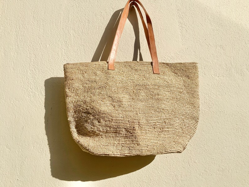 Straw Bag With Zip and Leather Straps French Market Bag Etsy