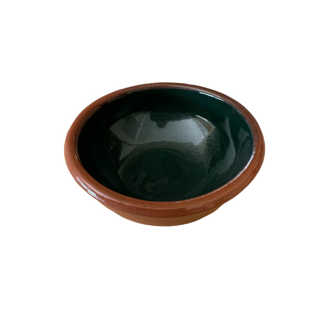 Terracotta Bowl, Artisan Pottery, Snack Bowl, Green Glazed Earthenware