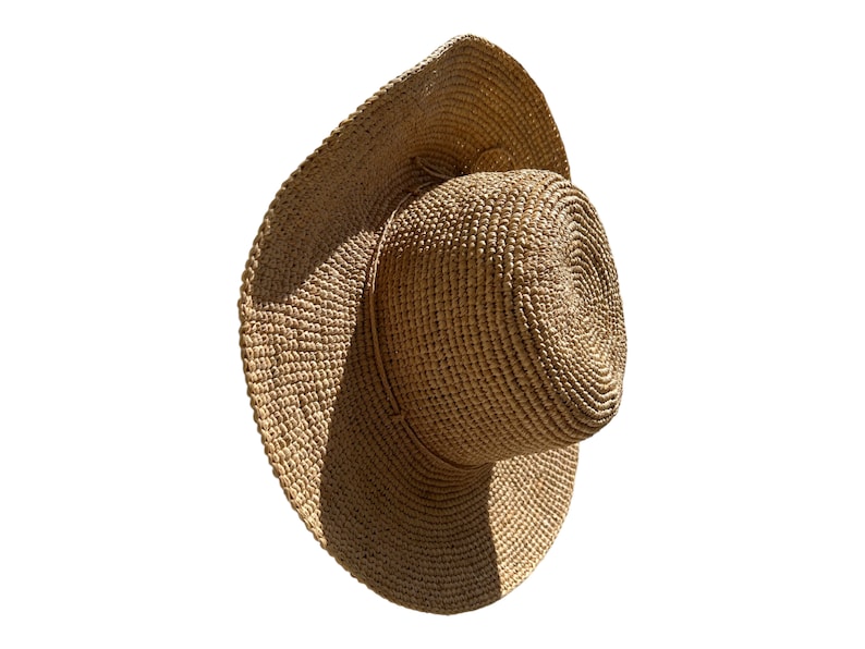 Floppy Hat, Crochet Raffia Hat, Straw Floppy Hat, Holiday Hat, Floppy Beach Hat, Sun Hat image 8