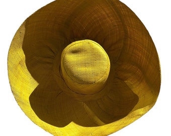 Yellow Straw Hat, Straw Sun Hat, Women’s hat with flexible brim, Wide Brim Straw Hat