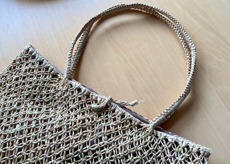Straw Market Tote With Long Handles French Market Bag Woven Etsy