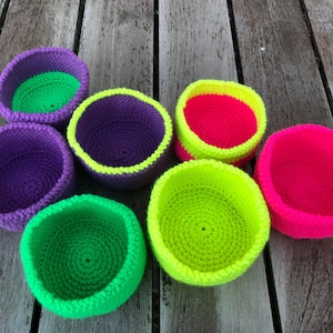 Choice of Neon Crochet Small Baskets