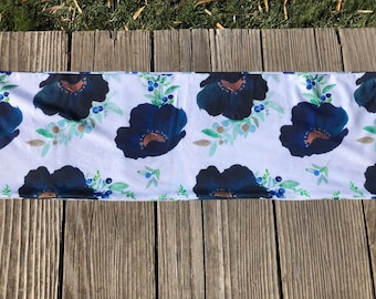 Blue Floral Infinity Scarf