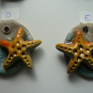 ciondolo in ceramica raku con stella marina sfondo azzurro chiaro ciondolo per collana e gioielli estate perline pendente ceramica raku image 8
