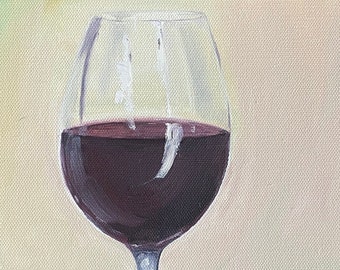 Original oil painting still life, wine glass