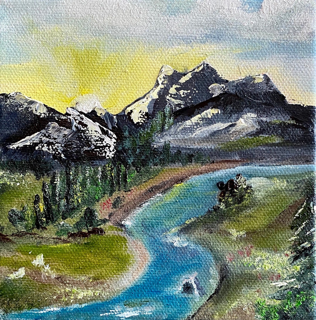 Original Oil Painting of Mini Mountain Landscape - Etsy