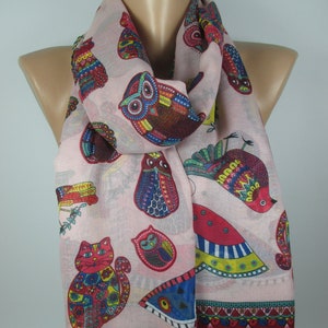 Cat ScarfAnimal Scarf Bird Owl Scarf Pet Lover Gift Unique Gift For Women Oversized Women Scarf Christmas Gift For Her For Mom For Wife