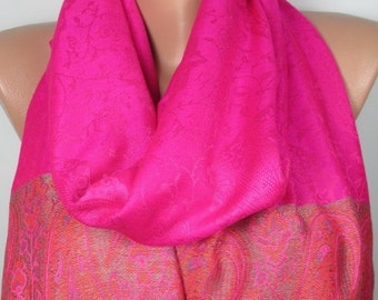 Paisley Pink Pashmina Scarf Unique Gift For Women Oversized Winter Scarf Baby Shower Women Scarf Christmas Gift For Her For Mom For Wife