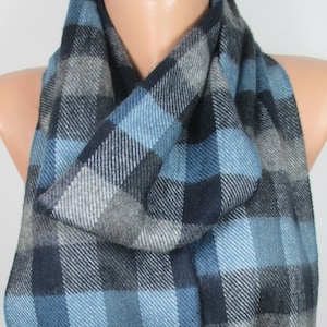 Lenço pashmina xadrez azul presente exclusivo para mulheres acessórios de inverno feminino masculino cachecol de inverno presente de natal para ela para ele para marido para mãe