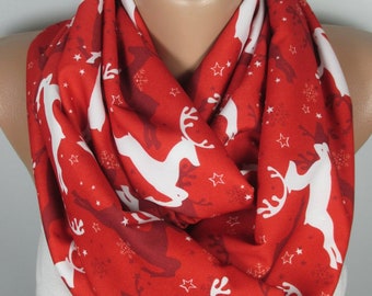 Animal Scarf,Deer Infinity Scarf,Unique Gift,For Women,Nordic Scarf,Winter Accessory,Christmas Gift,For Her,For Mom,For Wife,Women Scarf