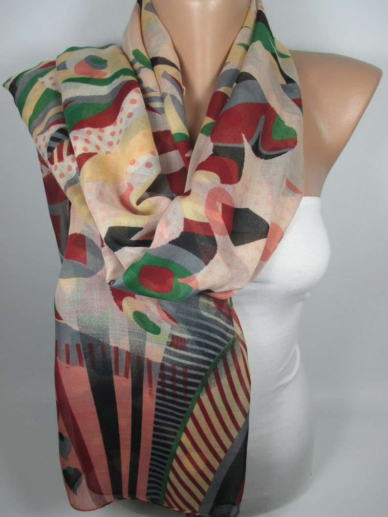 Geometric Lightweight Scarf Polka Dots Scarf Women Scarf Fall Winter Scarf Unique Gift For Women Christmas Gift For Her For Mom For Wife image 3