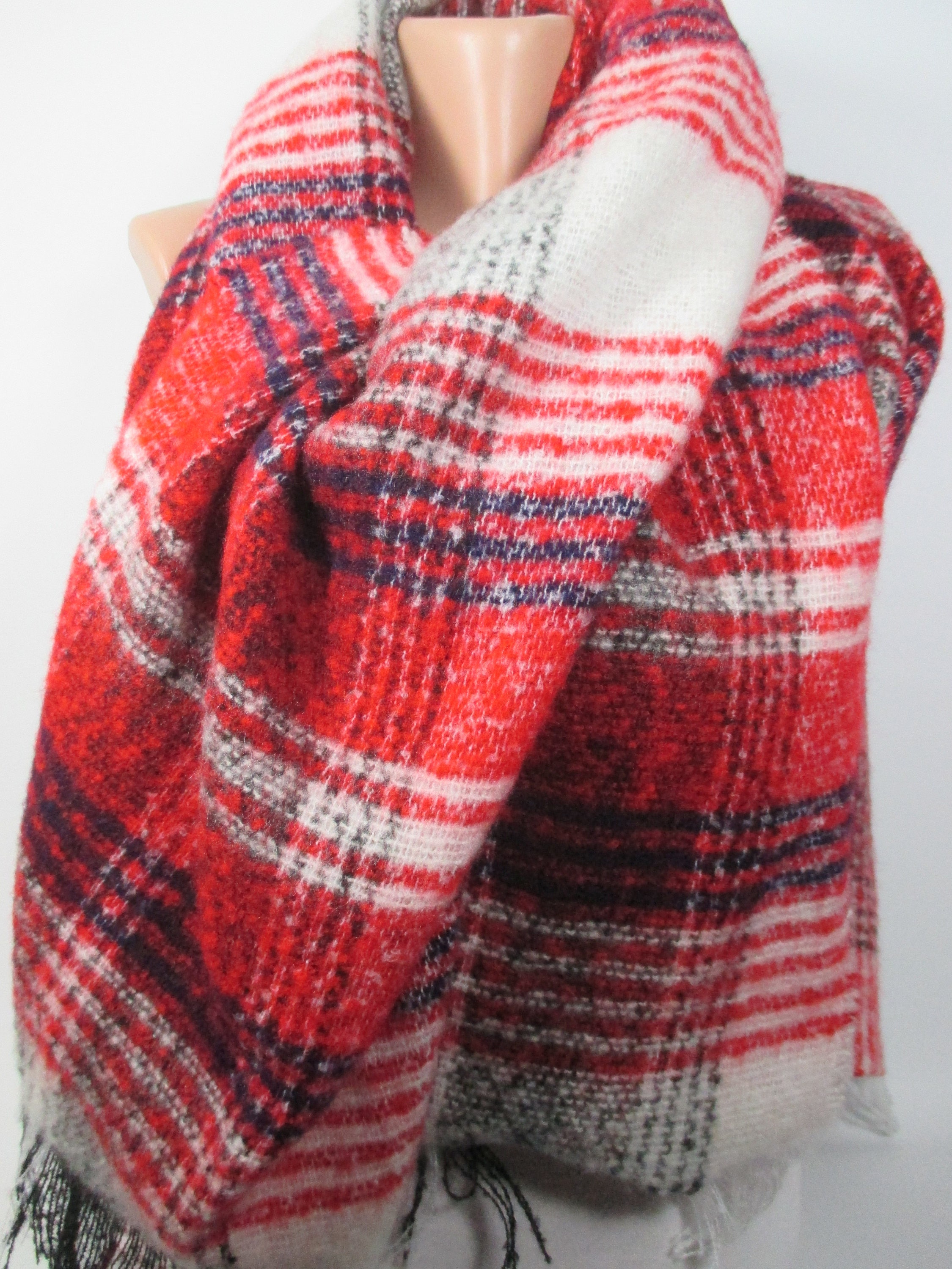 Red Plaid Blanket Scarf Unique Gift for Women Winter Etsy