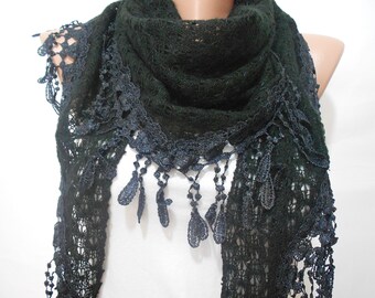 Black Scarf Shawl Winter Scarf Women Cowl Scarf Christmas Gift For Her Fall Winter Accessory Gift For Women mothers day gift for mom