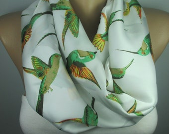 Green Bird scarf Pet Lover Gift Animal Scarf Infinity Scarf Unique Gift For Women Winter Accessory Christmas Gift For Her For Mom For Wife