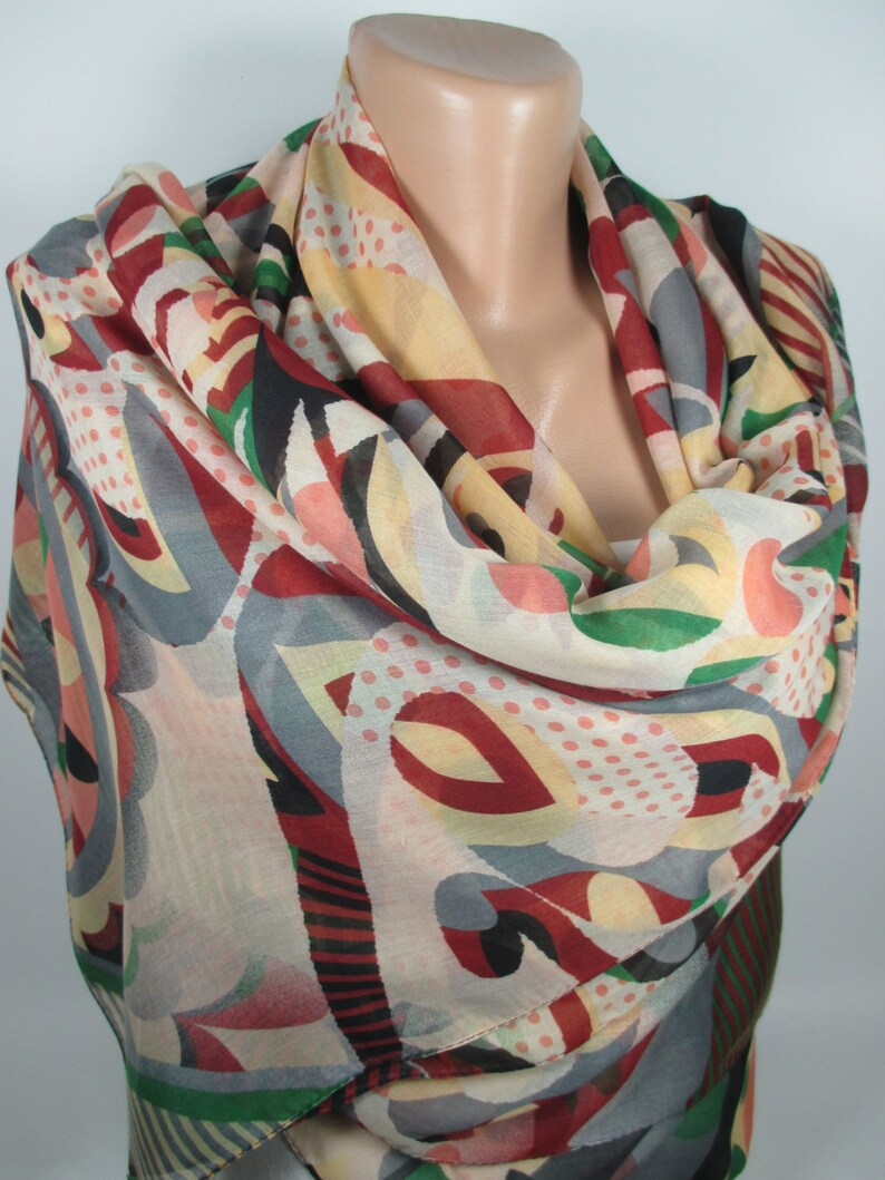Geometric Lightweight Scarf Polka Dots Scarf Women Scarf Fall Winter Scarf Unique Gift For Women Christmas Gift For Her For Mom For Wife image 5