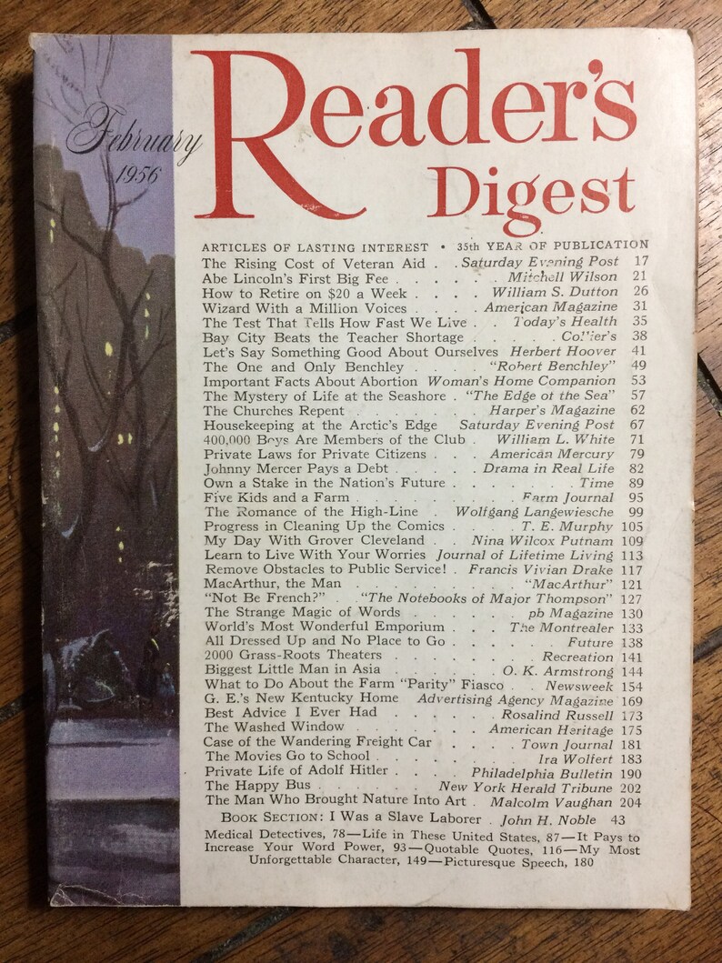 Vintage readers digest magazine etsy