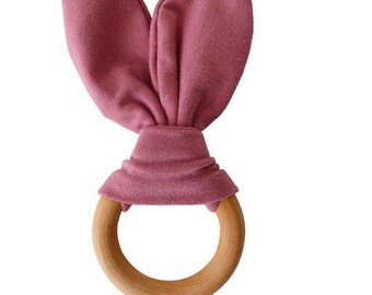 Crinkle Bunny Ears Teether Toy | Mauve