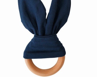 Crinkle Bunny Ears Teether Toy | Navy