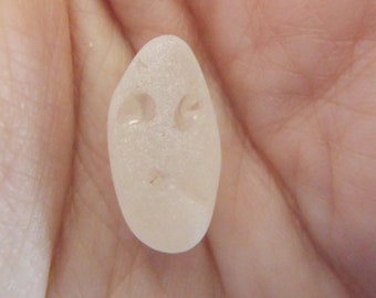 mouth and eyes white sea glass italian milkyface glass surf tumbled