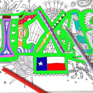 texas, kids adult coloring book