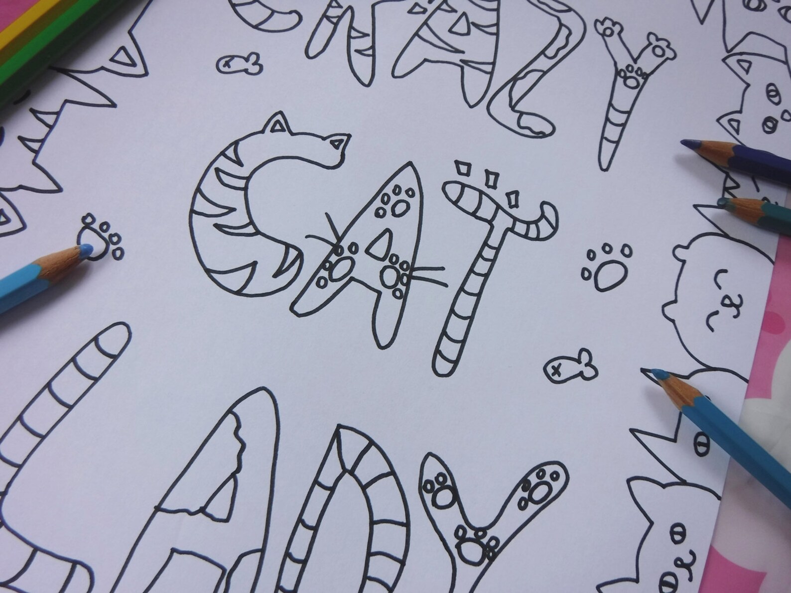 Crazy Cat Lady Adult Coloring Page Instant Download Etsy