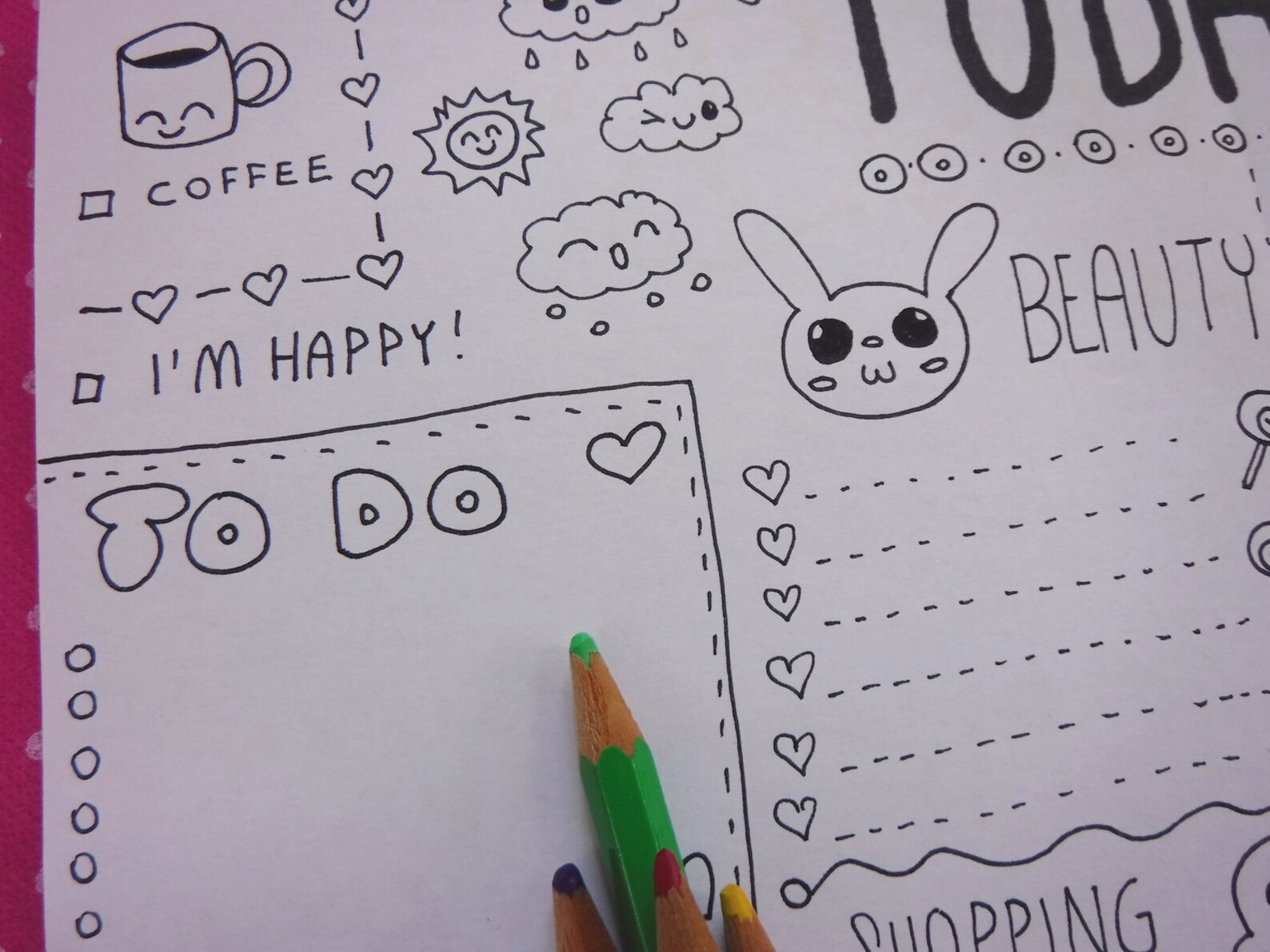 Kawaii printable bullet journal girl daily planner Etsy