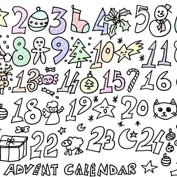 advent calendar to color christmas kids xmas coloring Adventskalender