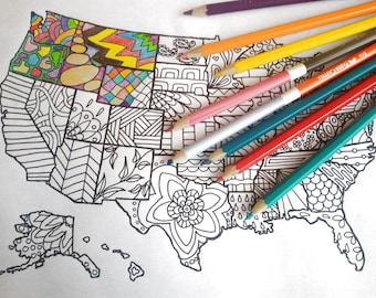stati uniti america cartina da colorare adulti vendite etsy bambini scuola stampare stampabile instant download digitale usa lasoffittadiste