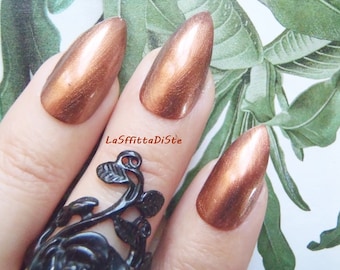 copper press on drag queen false full tips fake nails